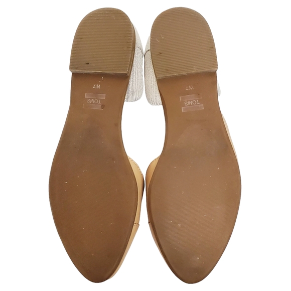 Toms size 7 Julie leather d'orsay slip on flats natural silver metallic sparkle - Picture 8 of 9